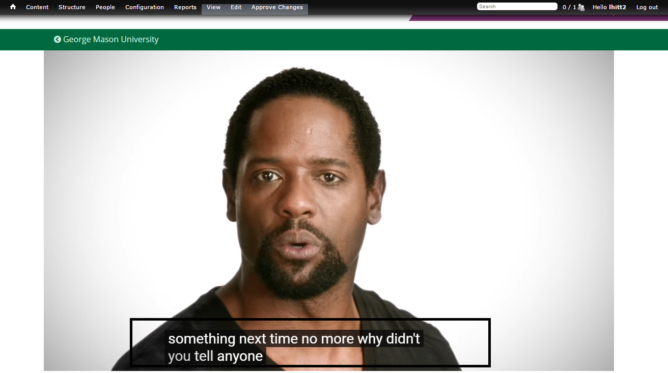 Screenshot of video with closed captioning