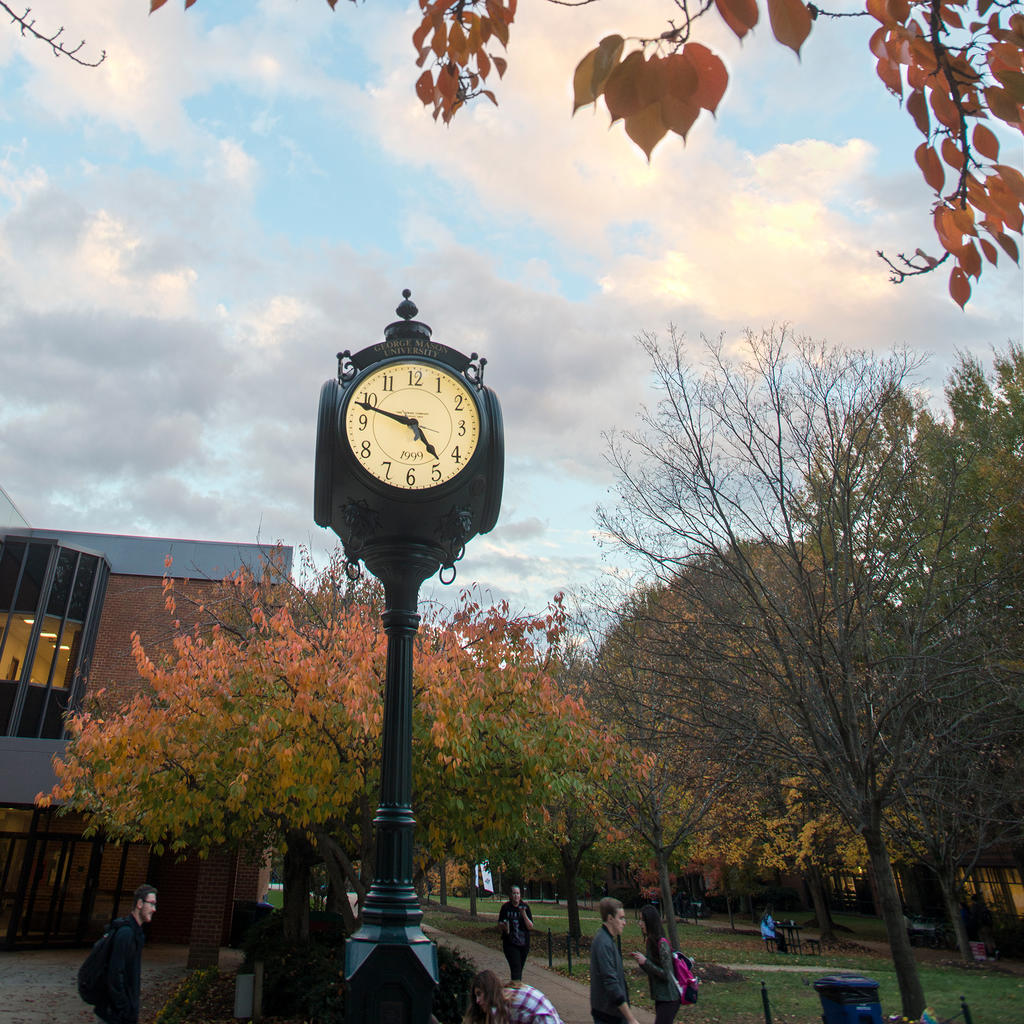 Mason Clock at 10 minutes to 5pm on an autumn evening