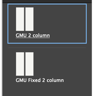 The user interface for selecting section type in SiteMasonry.